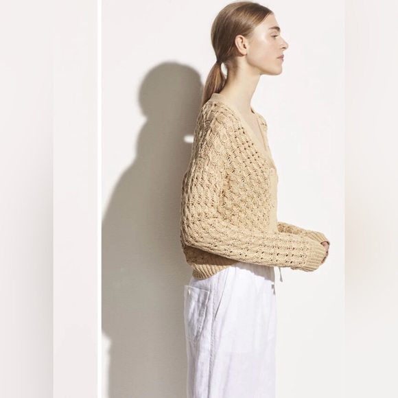 Vince - Open Cable Cardigan in Vanilla - Picture 2 of 10